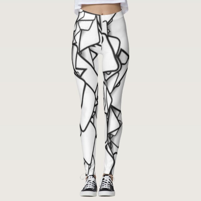 Leggings Leyendas abstractas en blanco y negro (Anverso)