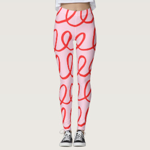 Leggings Leyendas abstractas rosadas y rojas