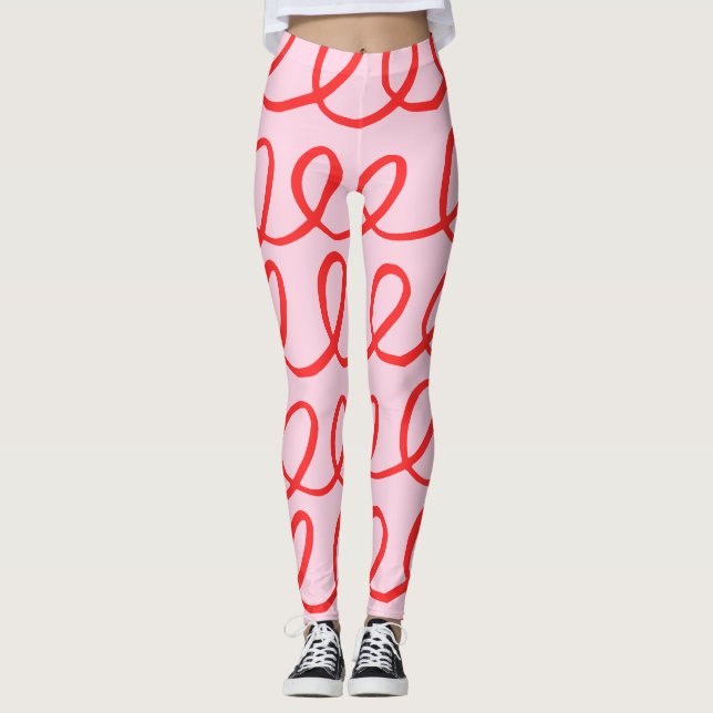 Leggings Leyendas abstractas rosadas y rojas (Anverso)