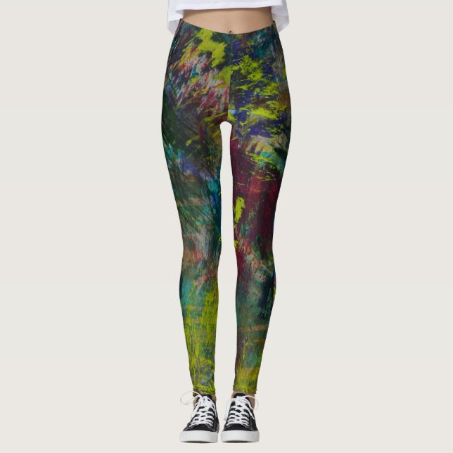 Leggings Leyendas abstractas verdes oscuras (Anverso)