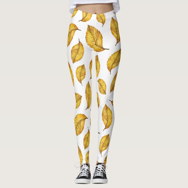 Leggings Leyendas amarillas de hojas de otoño (Anverso)