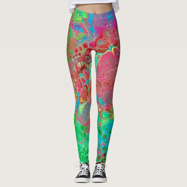 Leggings Leyendas artísticas de color verde rosado desangra (Anverso)