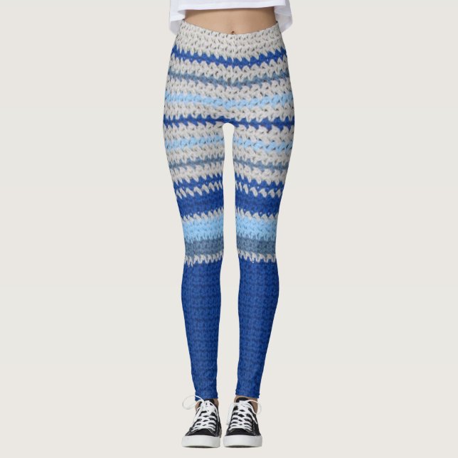 Leggings Leyendas - Bandas crochet en azul (Anverso)