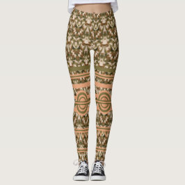 Leggings Leyendas beige marrón verde militar