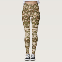 Leggings Leyendas beige marrón verde militar