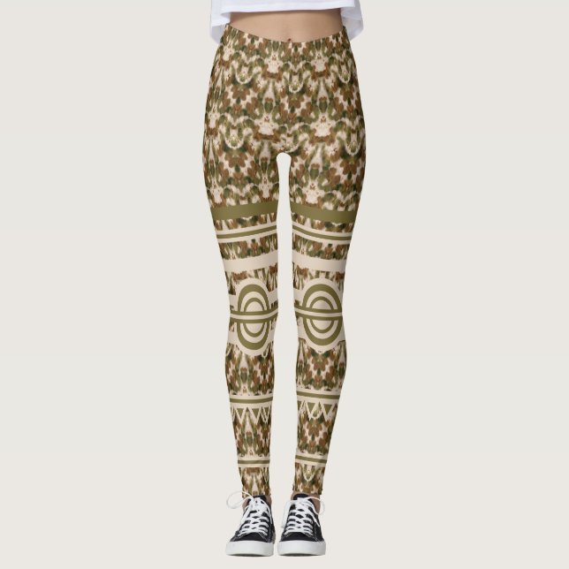 Leggings Leyendas beige marrón verde militar (Anverso)