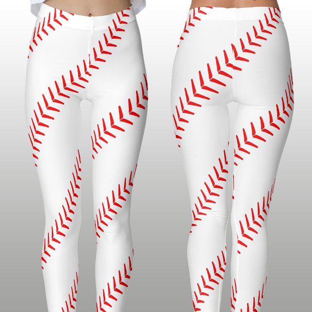 Leggings Leyendas blancas del béisbol femenino (Cute baseball leggings with red seam stripes. Great for wearing to the game on game day!)