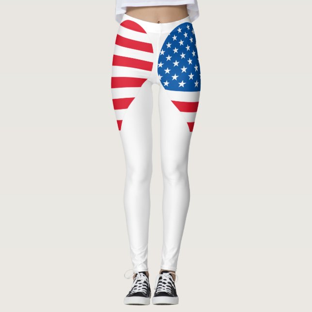 Leggings Leyendas blancas del corazón de la bandera de Esta (Anverso)