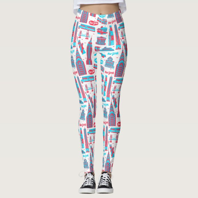 Leggings Leyendas blancas del patrón de la ciudad de Nueva  (Anverso)