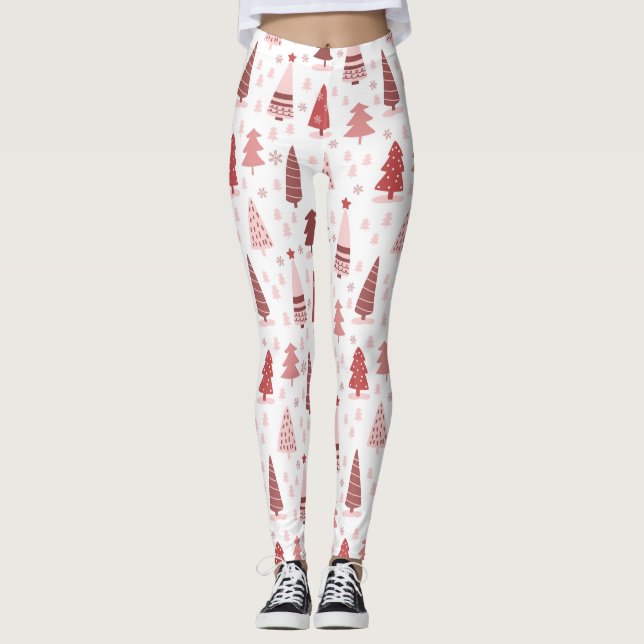 Leggings Leyendas blancas del patrón del árbol de Navidad (Anverso)