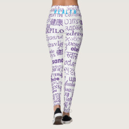 Leggings Leyendas blancas púrpuras de texto de mantenimient