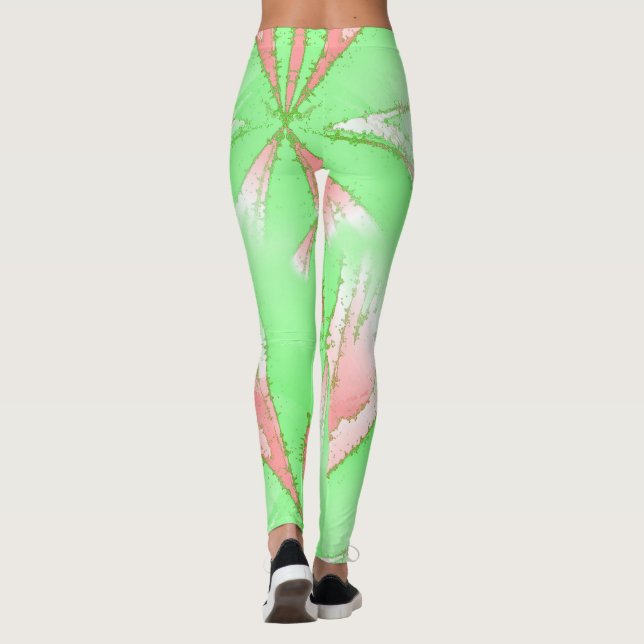 Leggings Leyendas blancas rosadas verdes de primavera (Reverso)