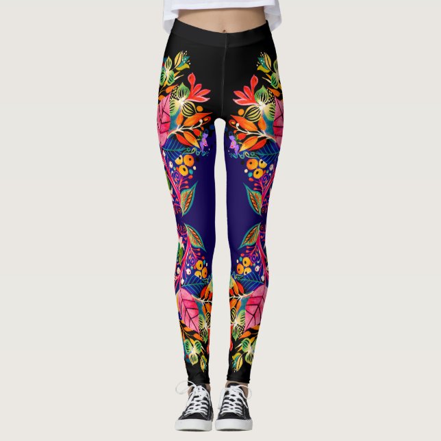 Leggings Leyendas Boho Floral Purple Ombre (Anverso)