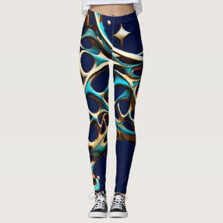 Leggings Leyendas cian oscuro y árabes de oro