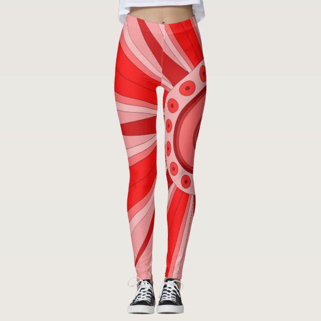 Leggings Leyendas con arte rojo cálido (Anverso)