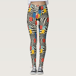 Leggings Leyendas con estampado de bloques de cebra retro c