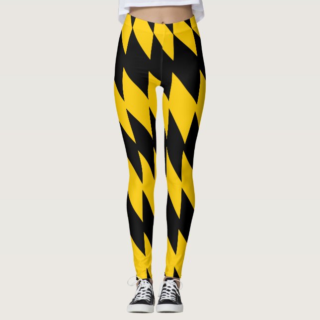 Leggings Leyendas con estampado geométrico negro y amarillo (Anverso)