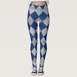 Leggings Leyendas con estampado Harlequin azul y plateado