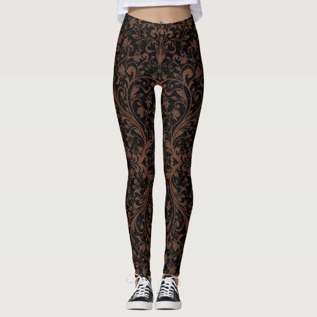 Leggings Leyendas con motivos florales de tigre marrón oscu (Anverso)