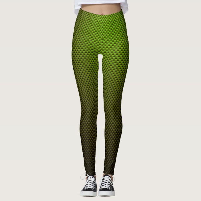 Leggings Leyendas con patrón de fibra de carbono negro verd (Anverso)