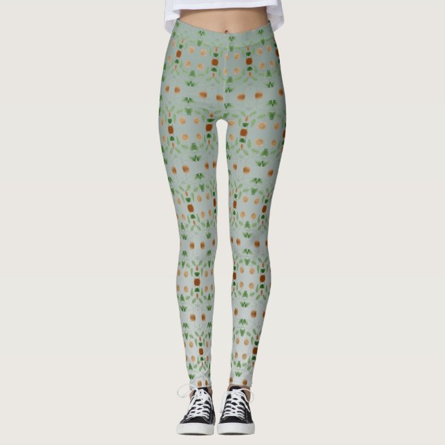 Leggings Leyendas con patrones verde azulados (Anverso)