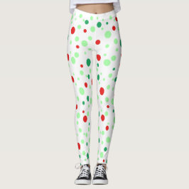 Leggings Leyendas con puntos de polka verde y rojo