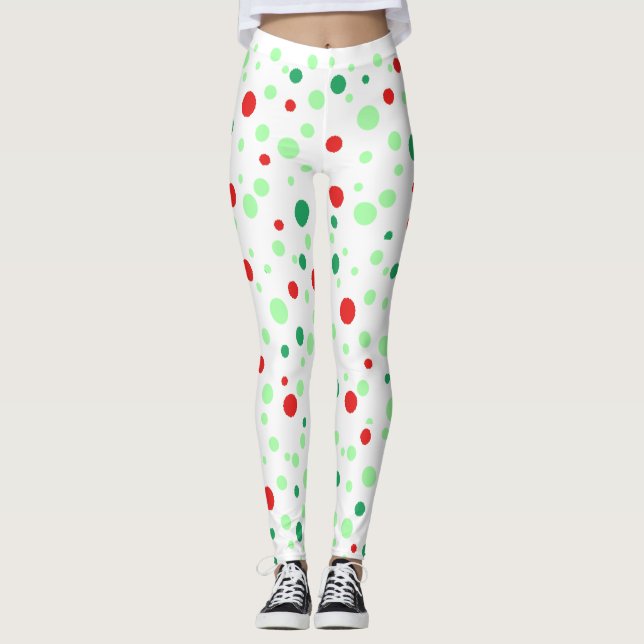 Leggings Leyendas con puntos de polka verde y rojo (Anverso)