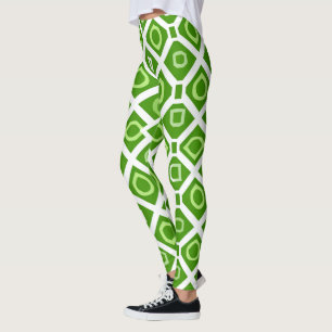 Leggings Leyendas cuadradas de círculo blanco verde fresco