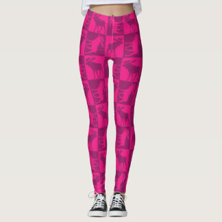 Leggings Leyendas cuadradas de patrón de alce rosado