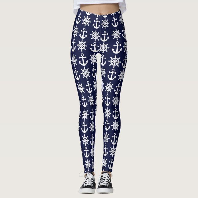 Leggings Leyendas de ancla náutica azul (Anverso)