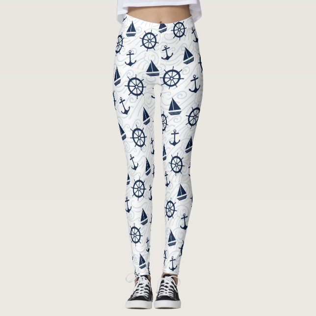 Leggings Leyendas de ancla náutica azul (Anverso)