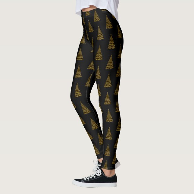 Leggings Leyendas de árbol de Navidad con elegancia dorada (Izquierda)