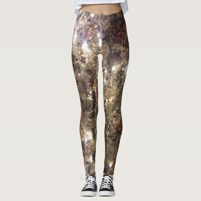 Leggings Leyendas de árbol de Navidad plateado iluminadas (Anverso)