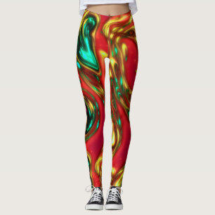 Leggings Leyendas de arte con líquido rojo y ciano abstract