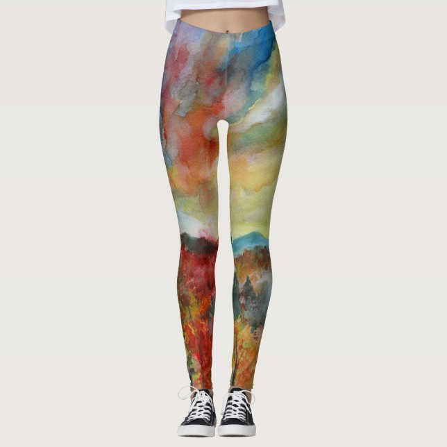 Leggings Leyendas de arte de acuarela de otoño (Anverso)