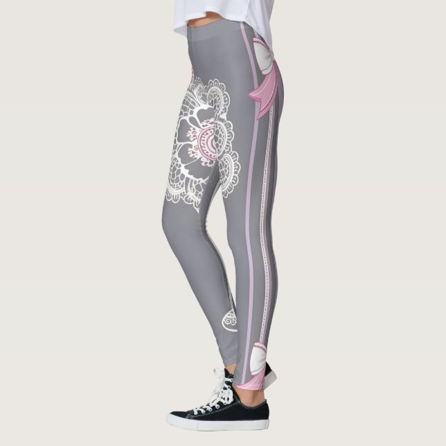 Leggings Leyendas de arte de IA rosa y gris (Izquierda)