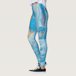 Leggings Leyendas de arte de mármol de oro azul