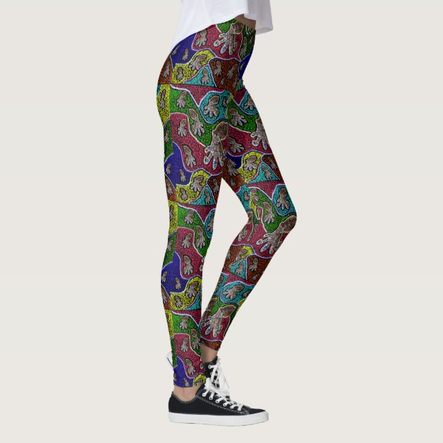 Leggings Leyendas de arte de pulpo con anillo azul australi (Derecha)
