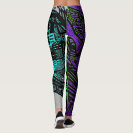 Leggings Leyendas de arte digital con abstracto negro morad