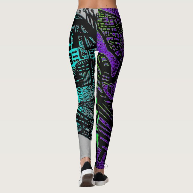 Leggings Leyendas de arte digital con abstracto negro morad (Reverso)