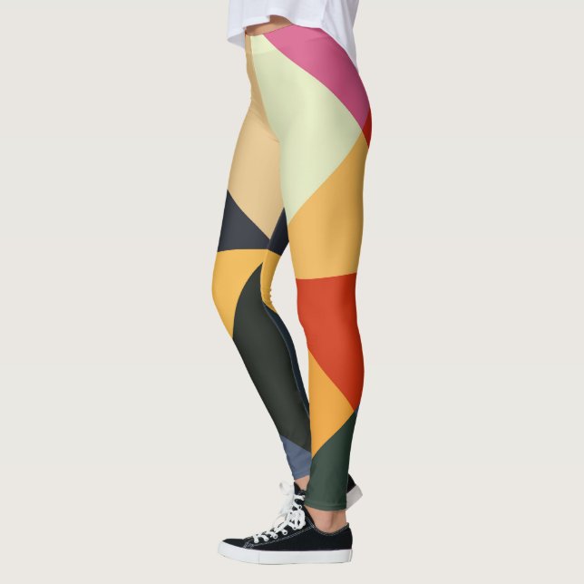 Leggings Leyendas de arte geométrico de bloques de colores (Izquierda)