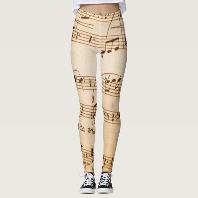 Leggings Leyendas de Beige Music Notes (Anverso)