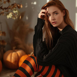 Leggings Leyendas de bruja de Halloween a rayas naranjas y 