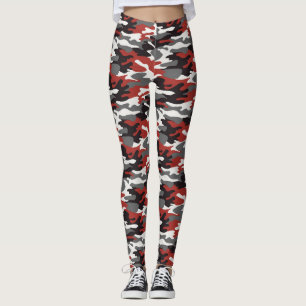 Leggings Leyendas de camuflaje gris, rojo, negro y blanco