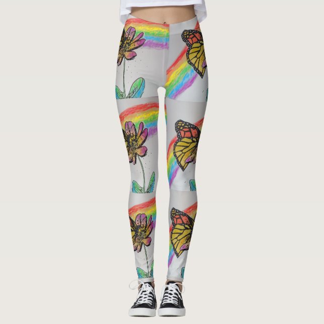 Leggings Leyendas de color arcoiris monarca naranja (Anverso)