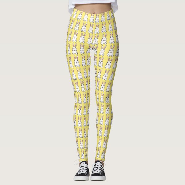 Leggings Leyendas de conejito de Pascua Amarillo (Anverso)