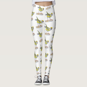 Leggings Leyendas de dibujo de aves amarillas