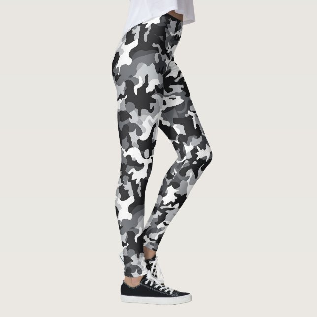 Leggings Leyendas de diseño de Camo Blanco y Negro (Derecha)