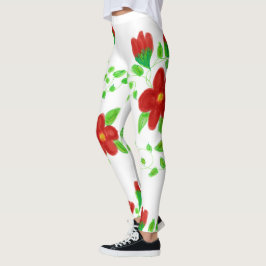 Leggings Leyendas de diseño de flores rojas