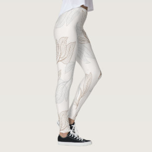 Leggings Leyendas de diseño de hojas abstractas orgánicas
